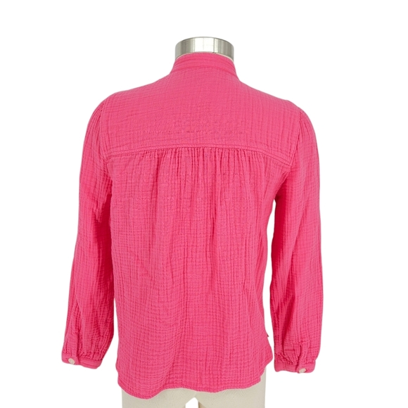 J.CREW Fresco Shirt Pink Soft Gauze Long Sleeve Button Peasant Top XS - Picture 4 of 5